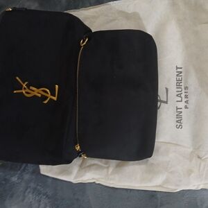 Saint Laurent Midnight Black Bag with Gold Accent